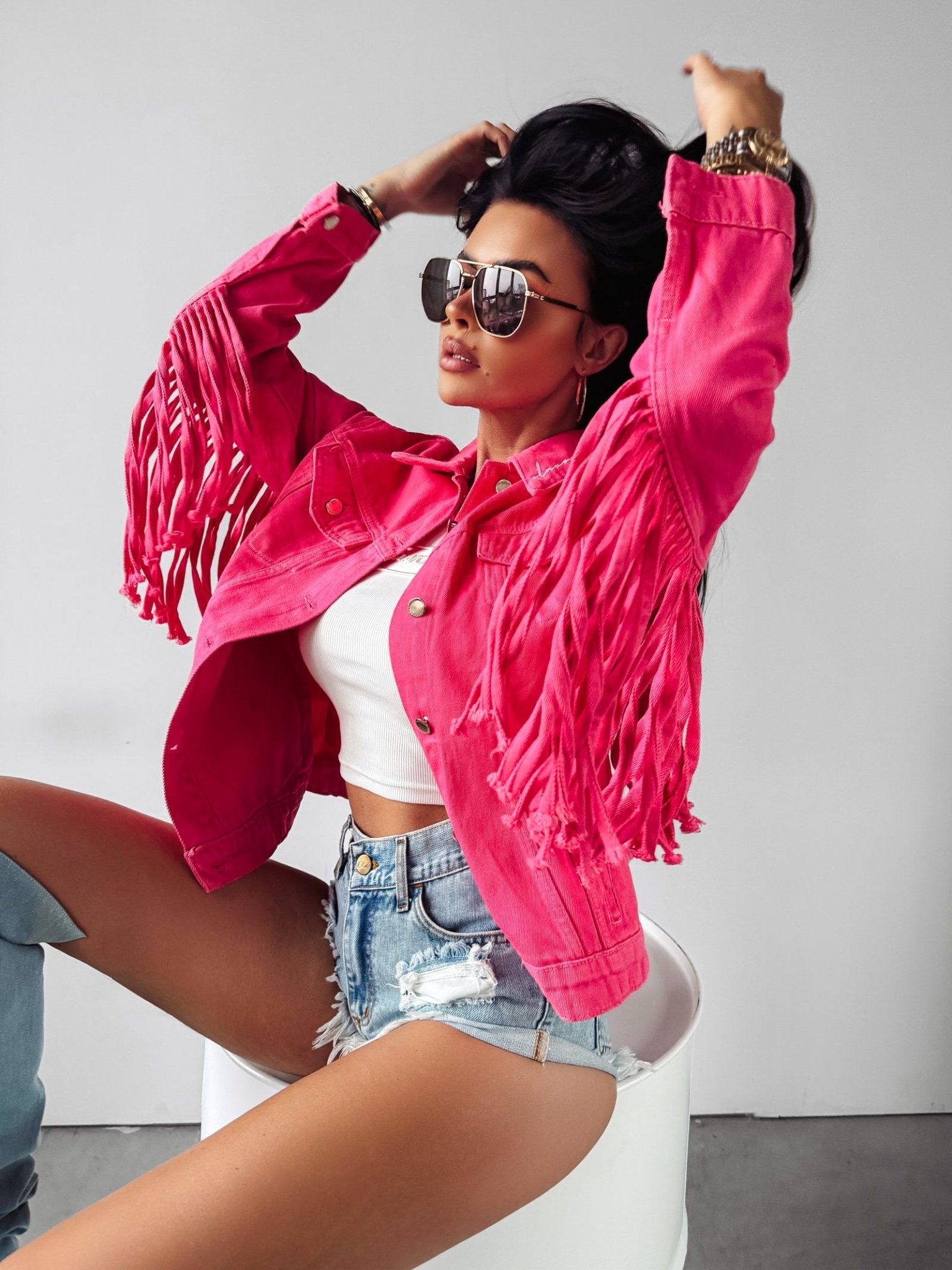 O la voga Sanil Jeans Jacket Western Style - Valentina Boutique