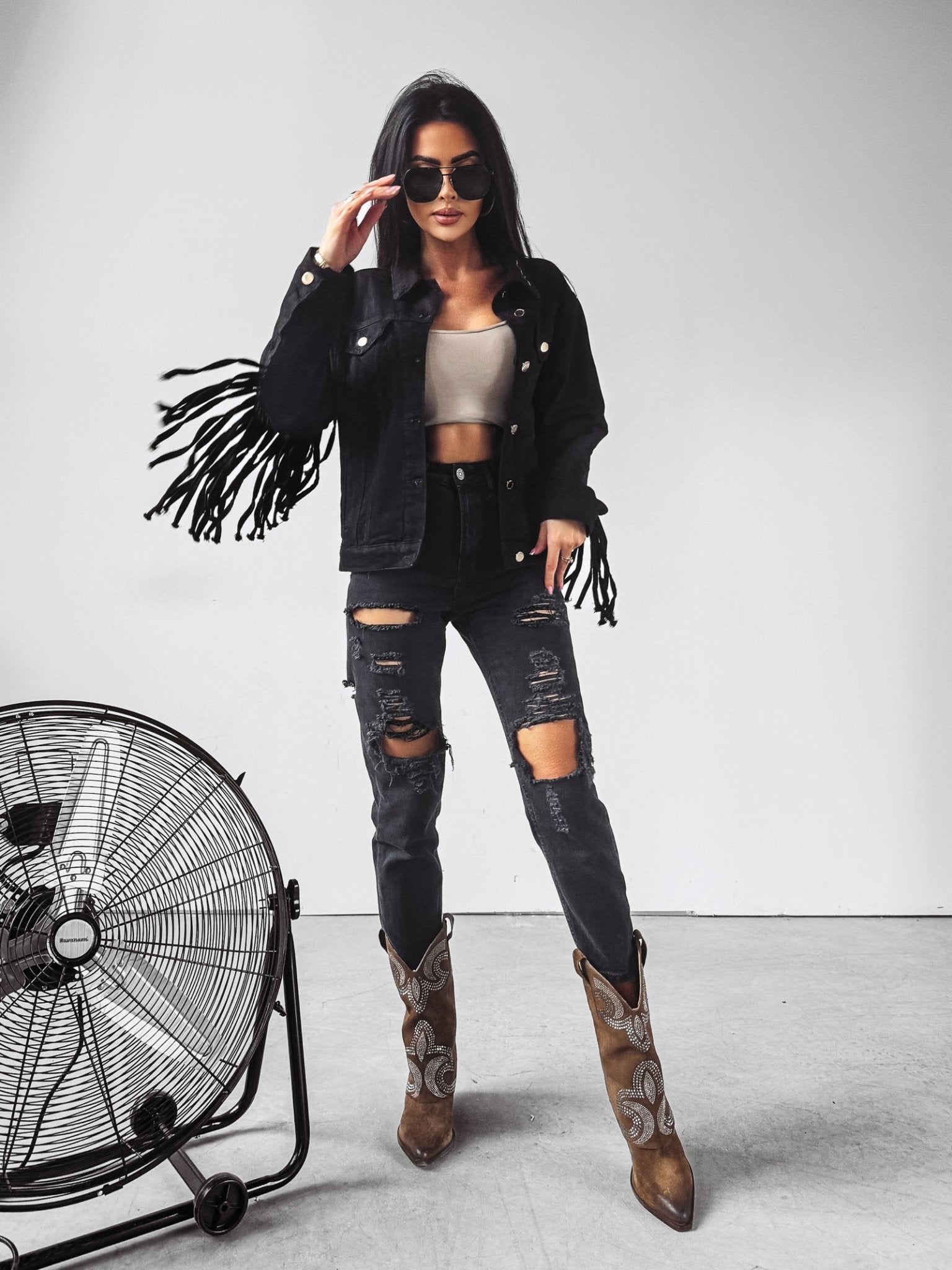 O la voga Sanil Jeans Jacket Western Style - Valentina Boutique