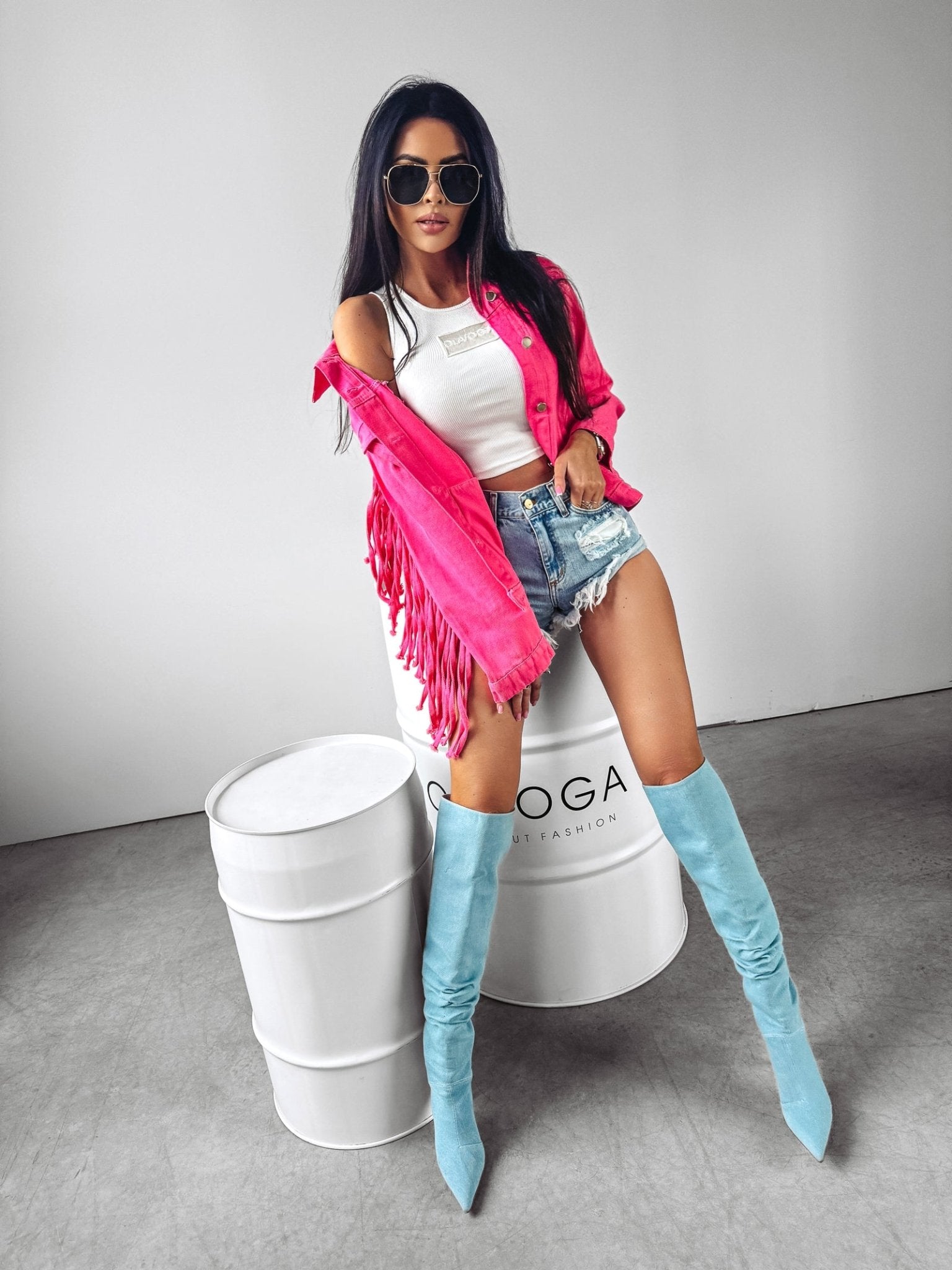 O la voga Sanil Jeans Jacket Western Style - Valentina Boutique